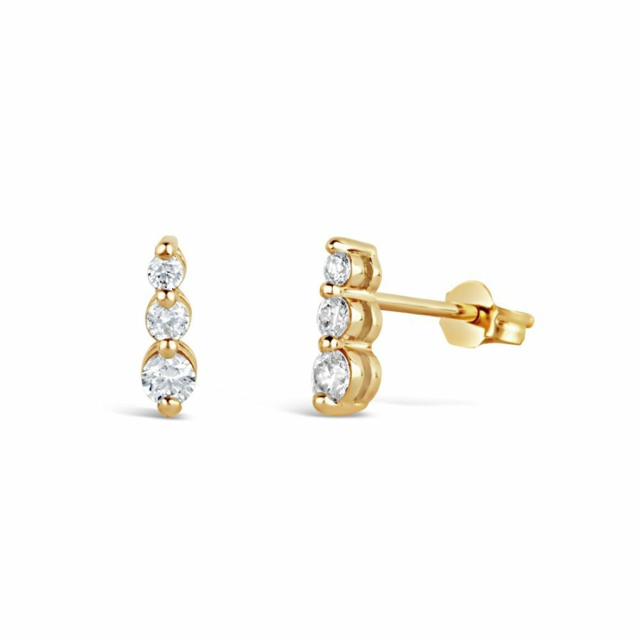 Jewellery Dinny Hall Fine Earrings | Shuga 14K Gold Tapering Triple Diamond Studs